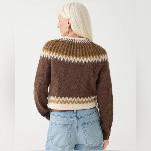 NWT J. Crew Fair Isle cardigan sweater in brushed yarn, Size L - Picture 4 of 16